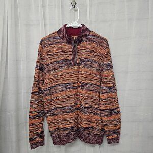 Prestige Sweater Orange Marled Mock Neck Knit Casual Retro Gorpcore Unisex L